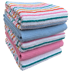 Olivia Rocco Striped Waffle Tea Towels, Pack of 5, Cotton Blend