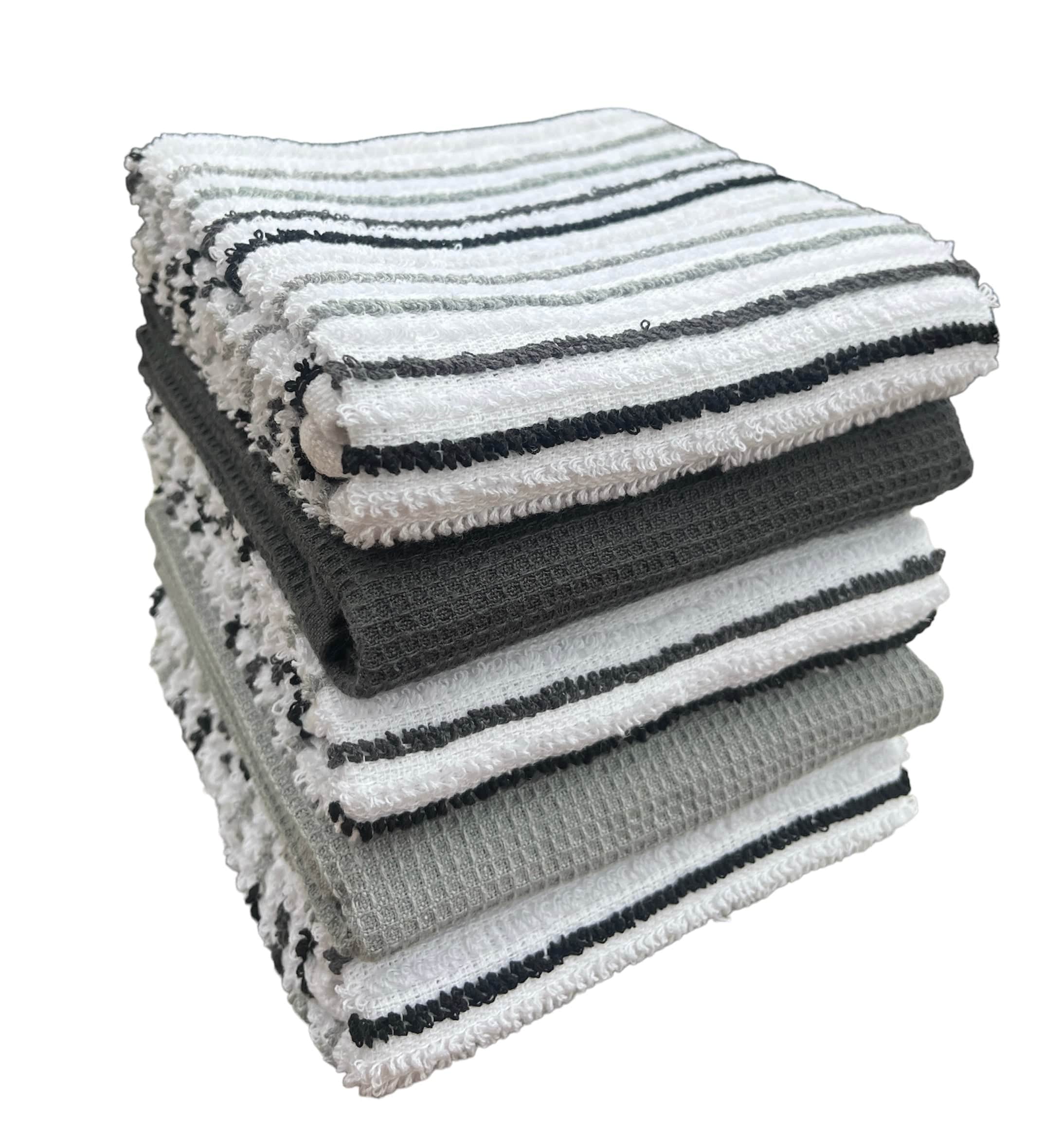 Olivia Rocco Striped Waffle Tea Towels, Pack of 5, Cotton Blend
