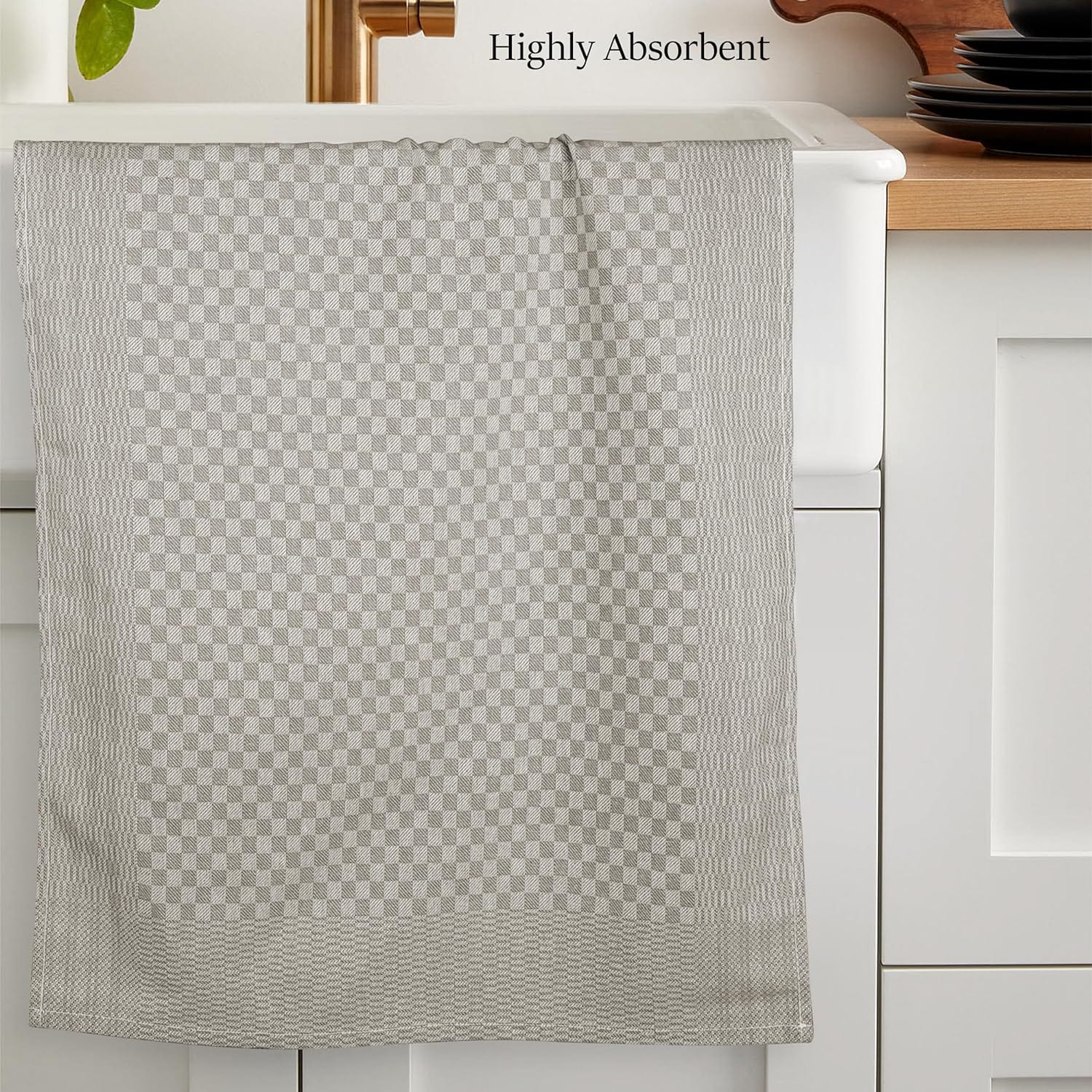 Olivia Rocco Check Tea Towels, Pack of 5, 100% Cotton, 90 x 50 cm