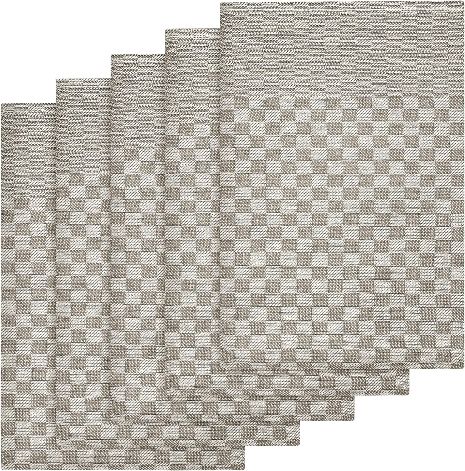 Olivia Rocco Check Tea Towels, Pack of 5, 100% Cotton, 90 x 50 cm