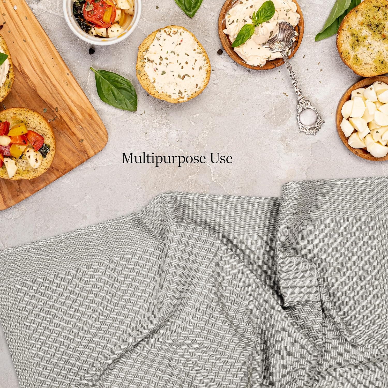 Olivia Rocco Check Tea Towels, Pack of 5, 100% Cotton, 90 x 50 cm
