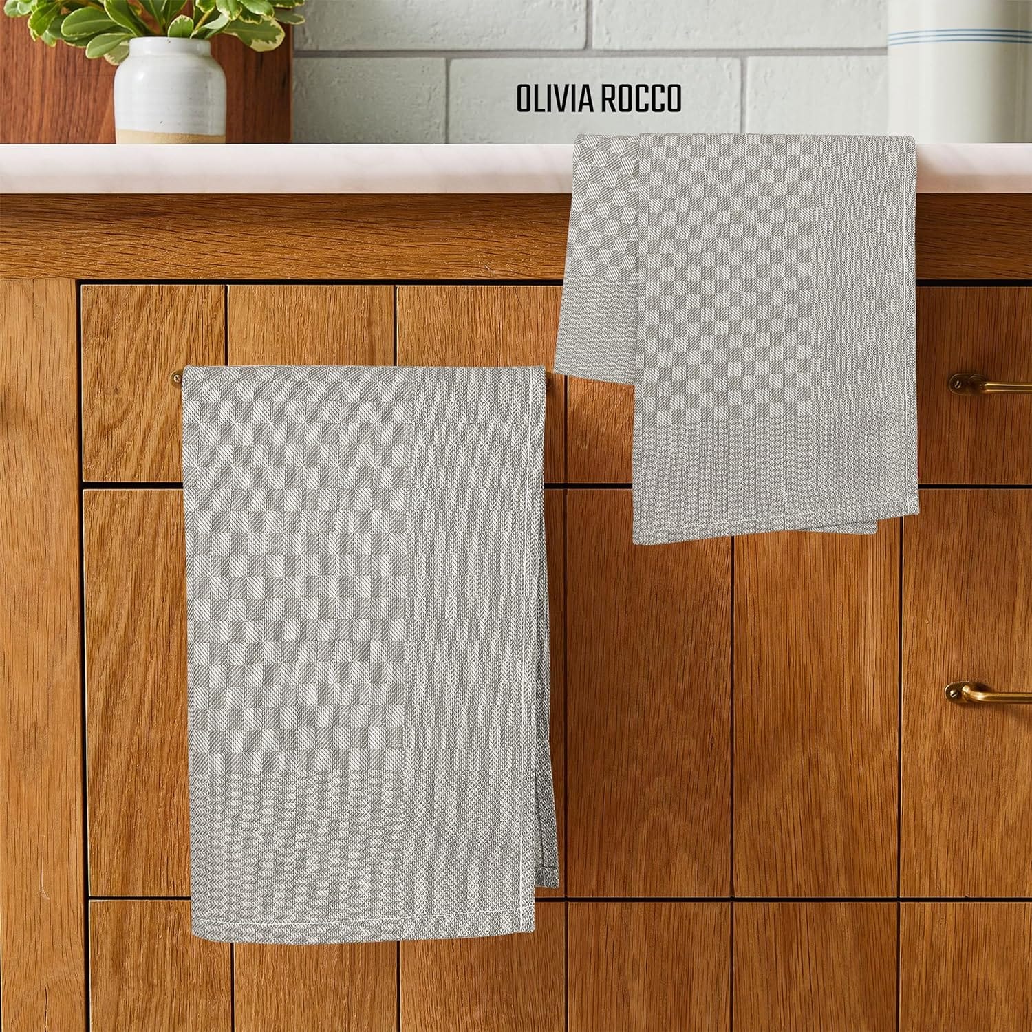 Olivia Rocco Check Tea Towels, Pack of 5, 100% Cotton, 90 x 50 cm