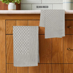 Olivia Rocco Check Tea Towels, Pack of 5, 100% Cotton, 90 x 50 cm