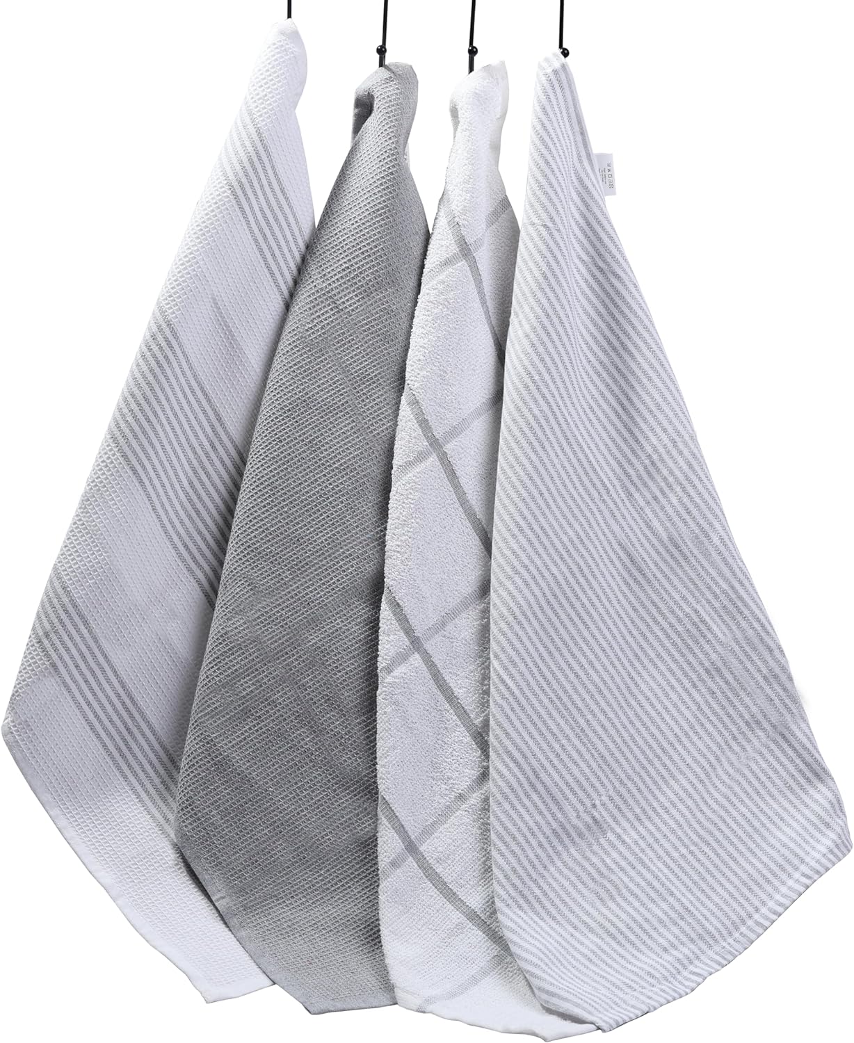 Olivia Rocco Cotton Tea Towels, Pack of 4, 65 x 45 cm, Green or Silver