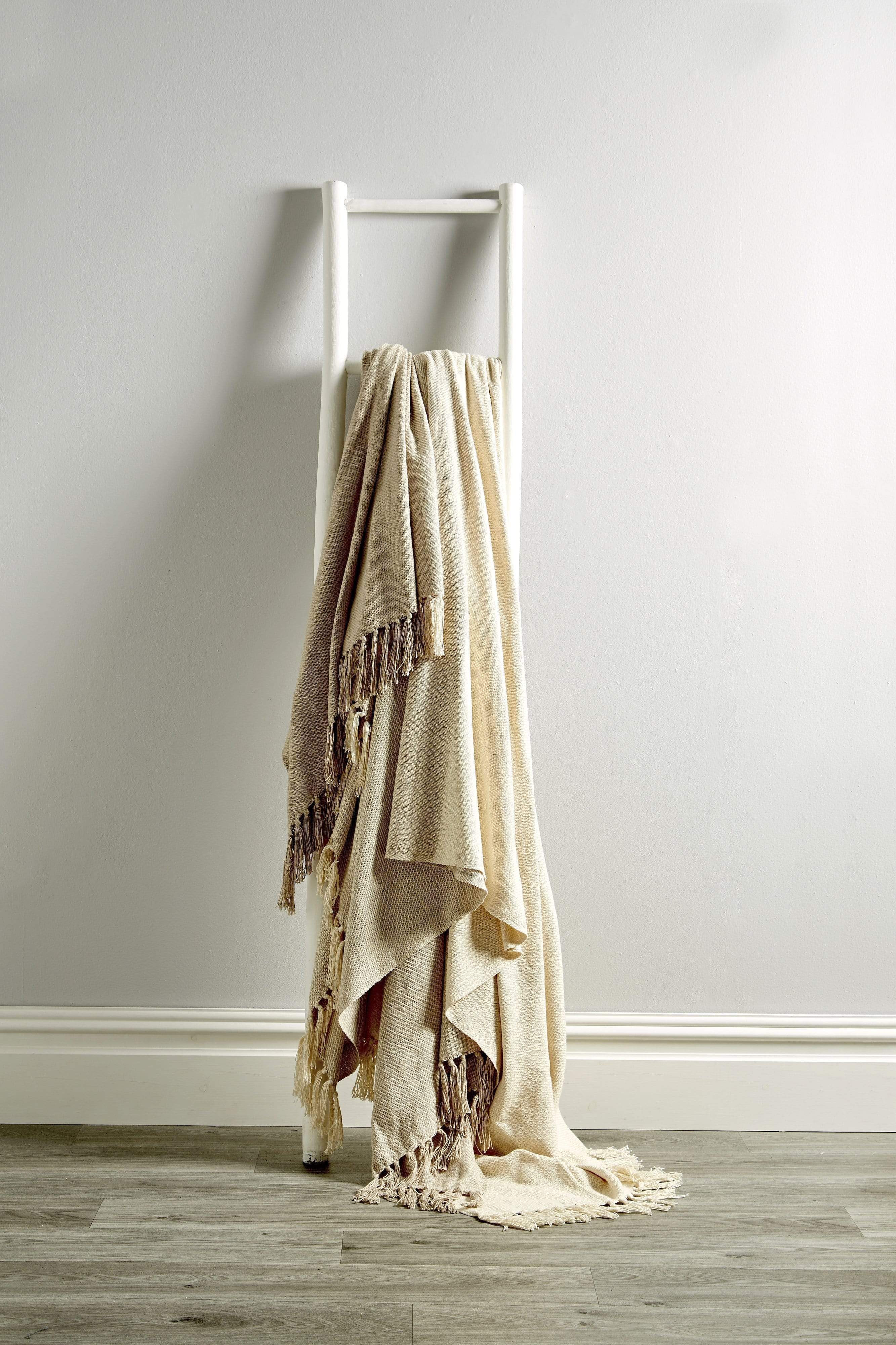 Olivia Rocco Handwoven Large Check Cotton Throw Blanket with Tassels