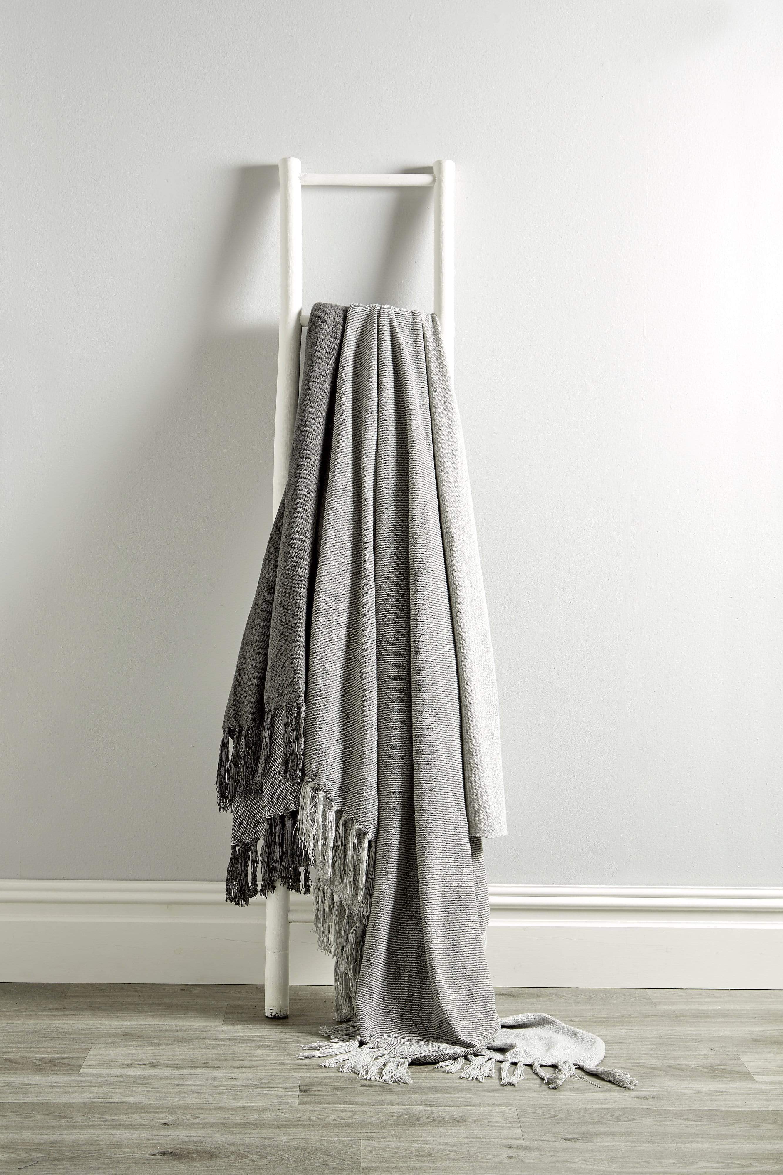 Olivia Rocco Handwoven Large Check Cotton Throw Blanket with Tassels
