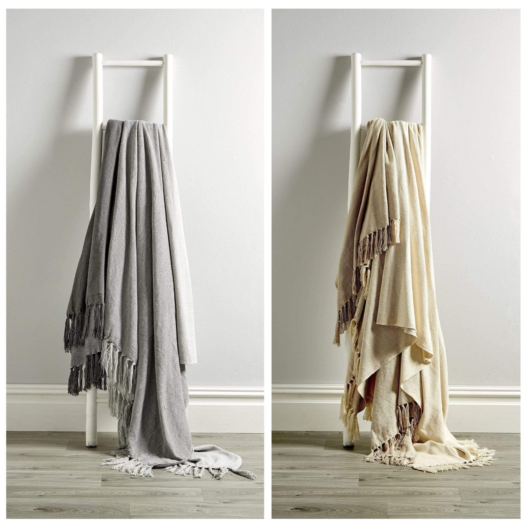 Olivia Rocco Handwoven Large Check Cotton Throw Blanket with Tassels