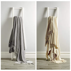 Olivia Rocco Handwoven Large Check Cotton Throw Blanket with Tassels