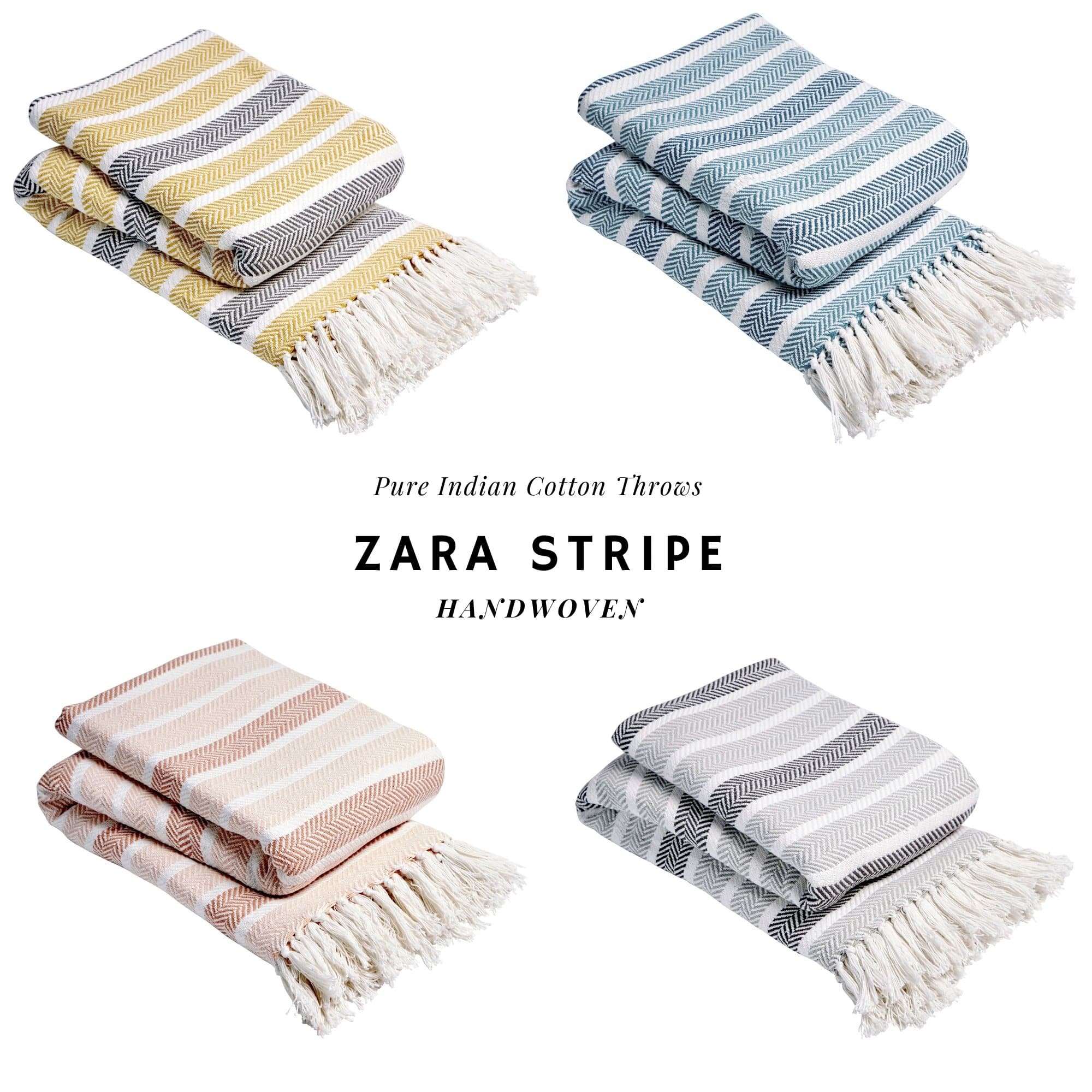 Olivia Rocco Striped Handwoven Cotton Throw Blanket with Tassels