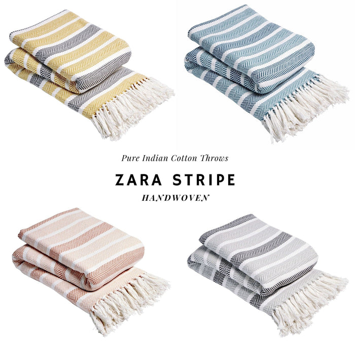 Olivia Rocco Striped Handwoven Cotton Throw Blanket with Tassels, image 2