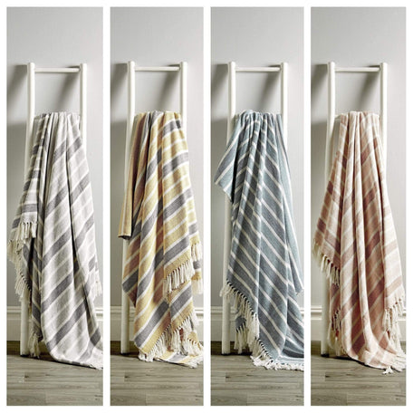 Olivia Rocco Striped Handwoven Cotton Throw Blanket with Tassels