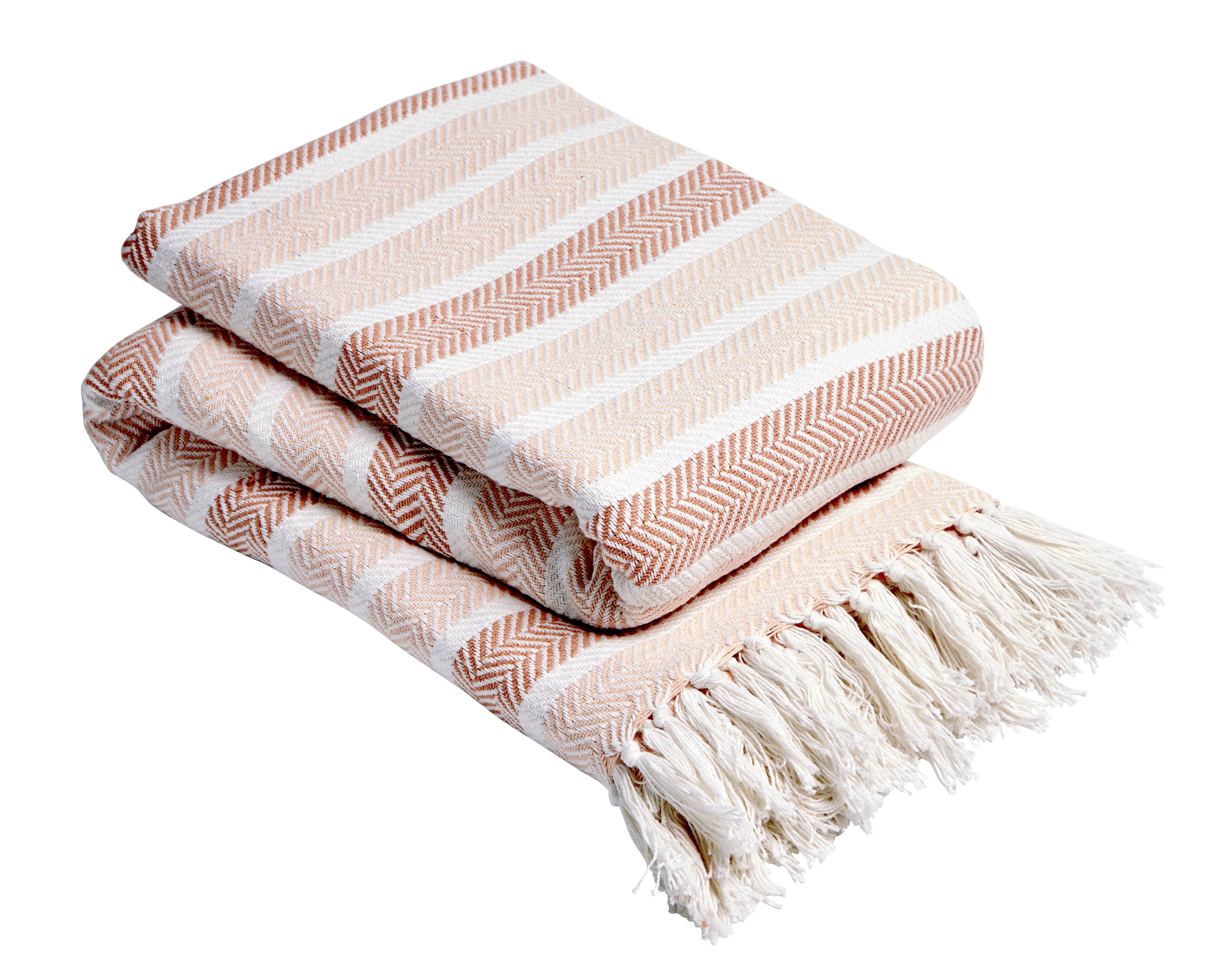 Olivia Rocco Striped Handwoven Cotton Throw Blanket with Tassels