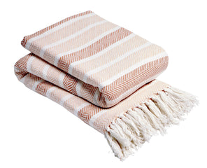 Olivia Rocco Striped Handwoven Cotton Throw Blanket with Tassels