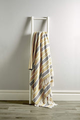 Olivia Rocco Striped Handwoven Cotton Throw Blanket with Tassels