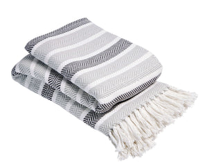 Olivia Rocco Striped Handwoven Cotton Throw Blanket with Tassels