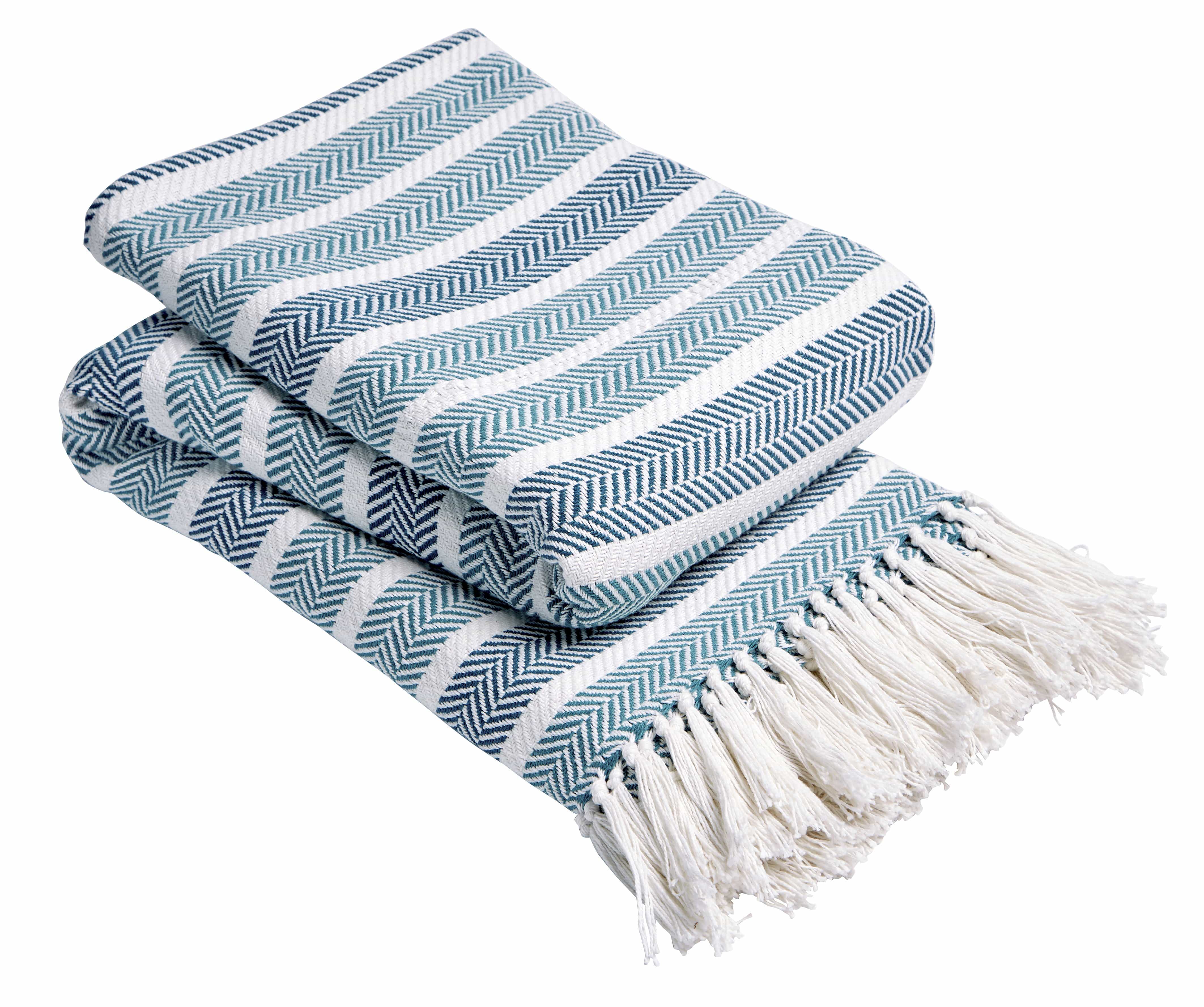 Olivia Rocco Striped Handwoven Cotton Throw Blanket with Tassels