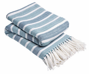 Olivia Rocco Striped Handwoven Cotton Throw Blanket with Tassels