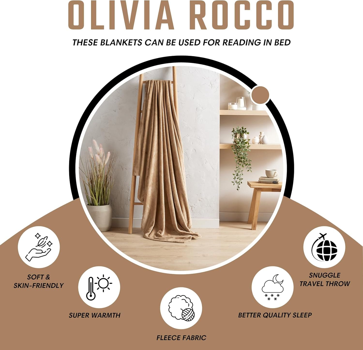 Olivia Rocco Flannel Fleece Throw Blanket, Three Sizes