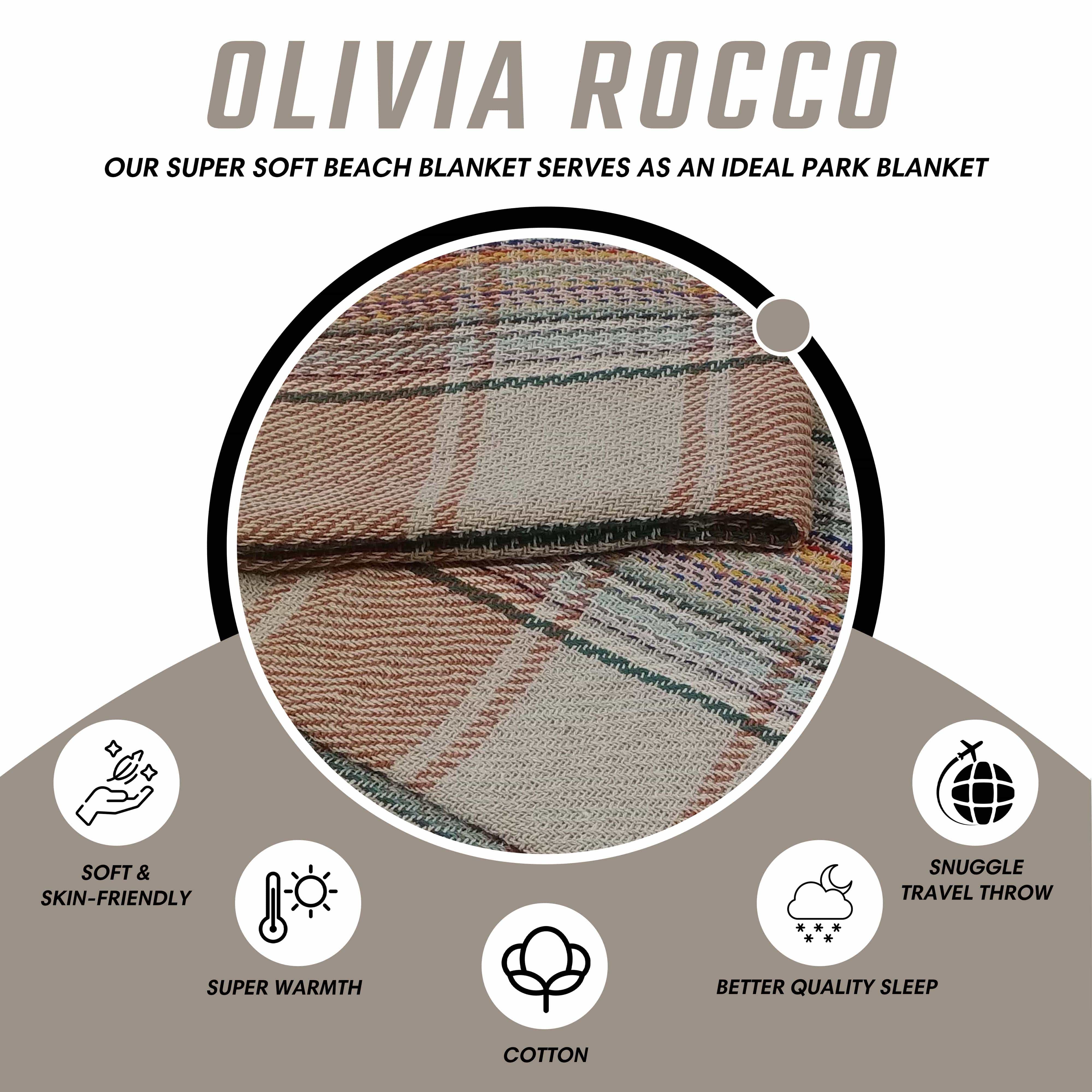 Olivia Rocco Check Stripe Recycled Cotton Picnic Blanket, 130 x 150 cm