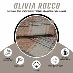 Olivia Rocco Check Stripe Recycled Cotton Picnic Blanket, 130 x 150 cm