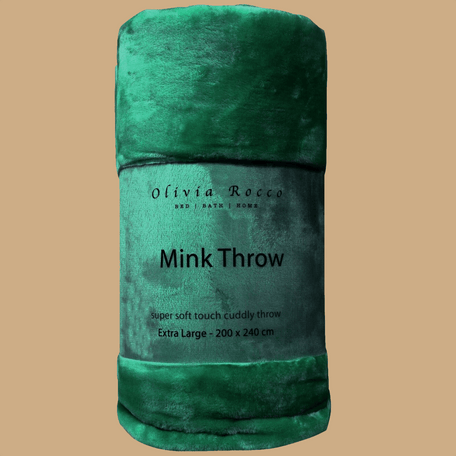 Olivia Rocco Mink Faux Fur Velvet Touch Throw Blanket, Two Sizes, Emerald Green