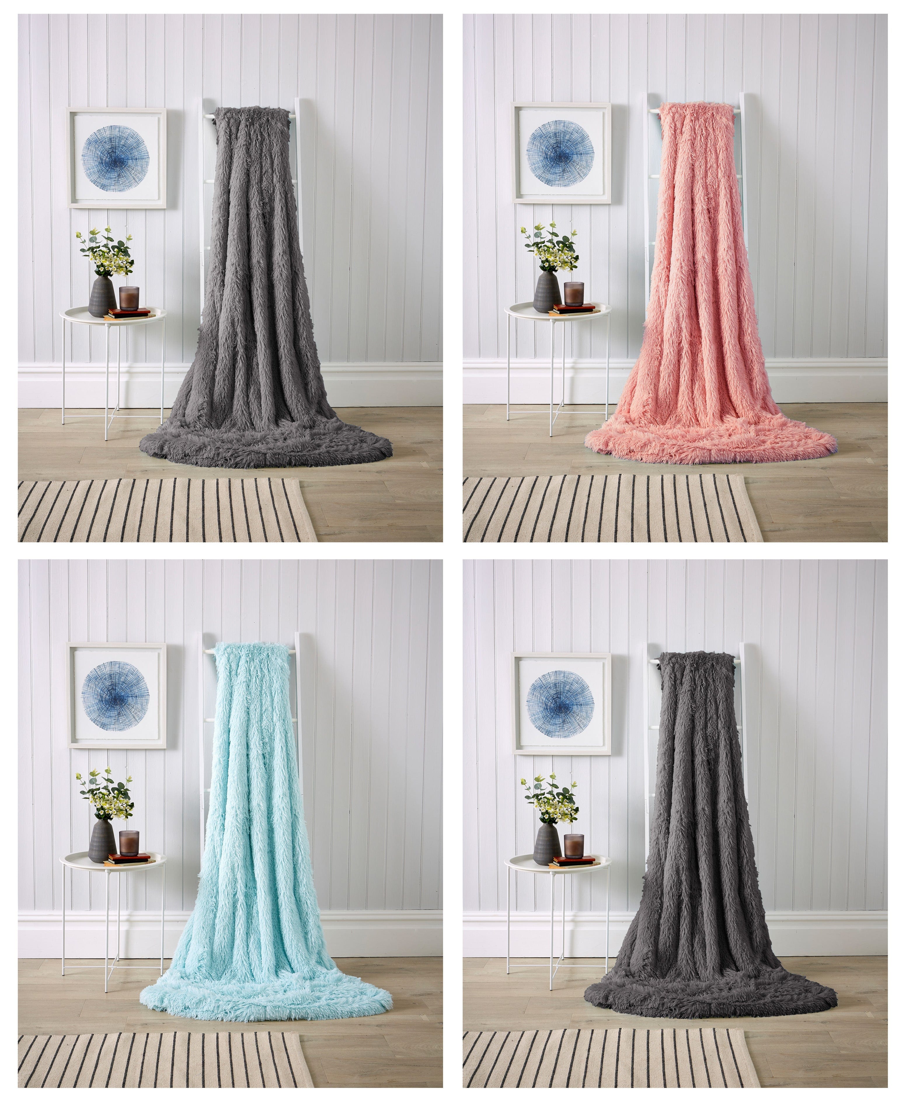 Olivia Rocco Snuggle and Cuddle Chunky Faux Fur Fleece Throw
