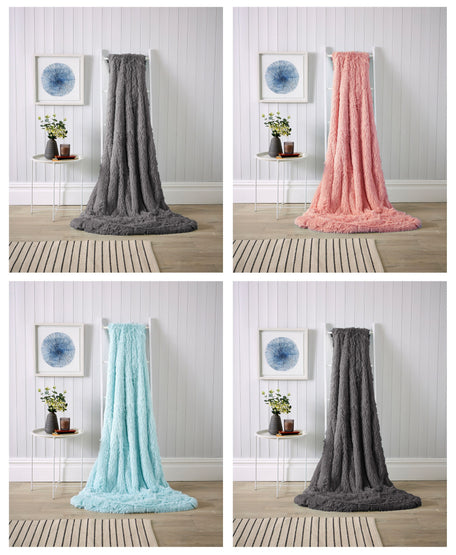 Olivia Rocco Snuggle and Cuddle Chunky Faux Fur Fleece Throw