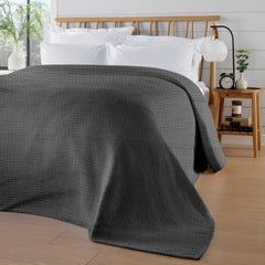 Olivia Rocco Florian Checked Cotton Throw, Grey, 180 x 250 cm