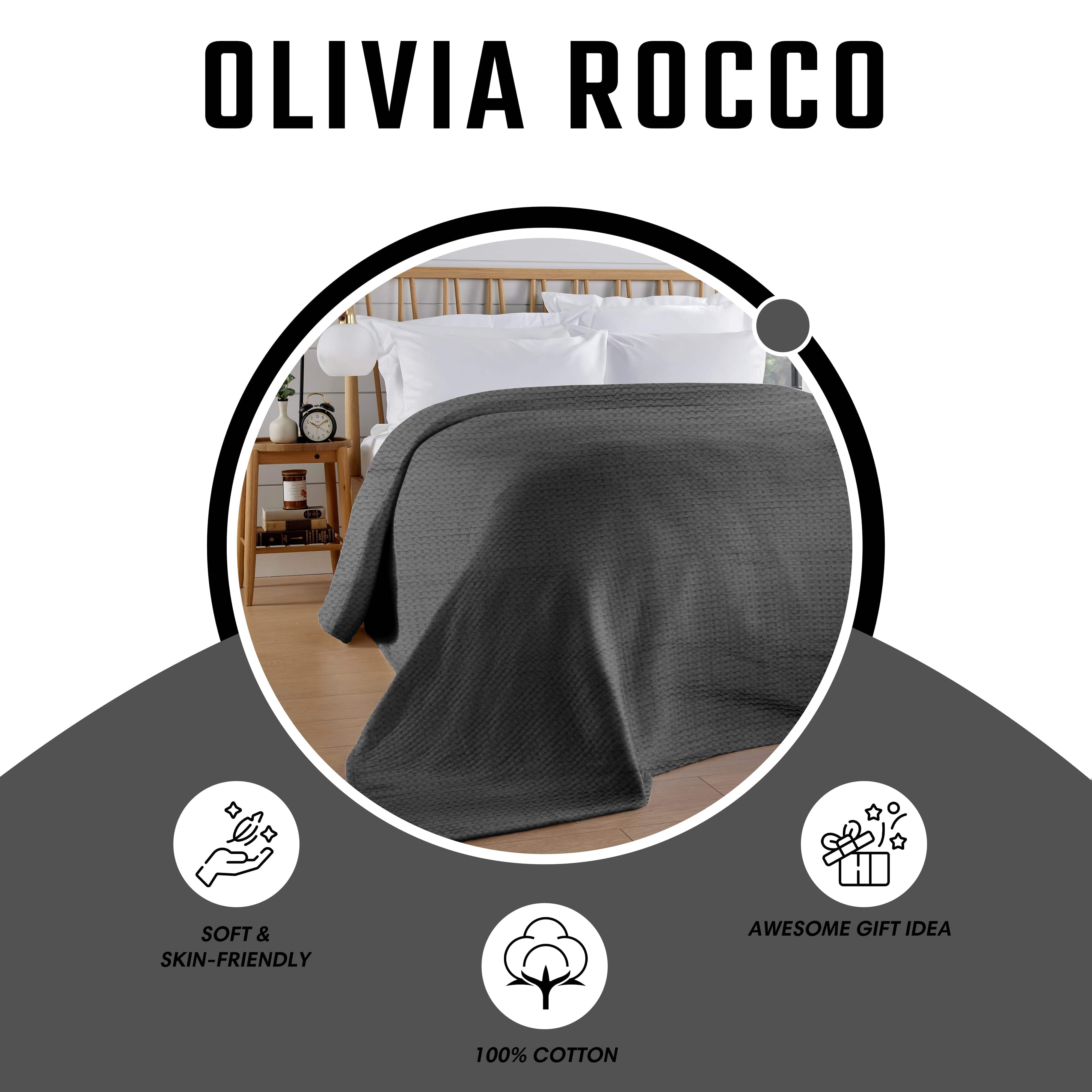 Olivia Rocco Florian Checked Cotton Throw, Grey, 180 x 250 cm