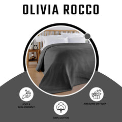 Olivia Rocco Florian Checked Cotton Throw, Grey, 180 x 250 cm