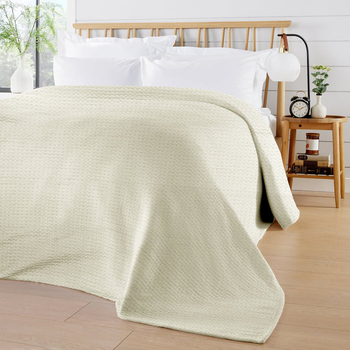 Olivia Rocco Florian Checked Cotton Throw, Natural, 180 x 250 cm, Natural