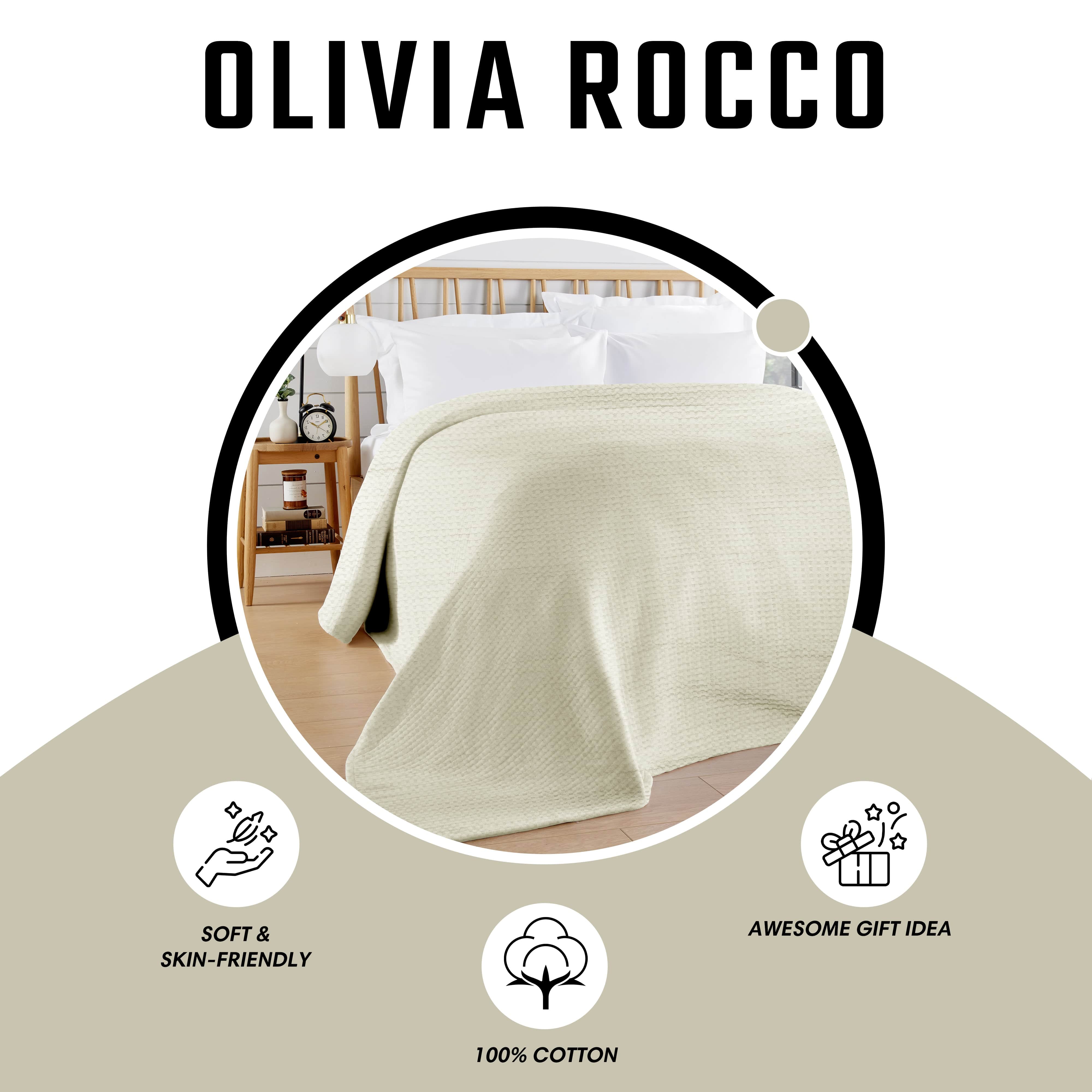 Olivia Rocco Florian Checked Cotton Throw, Natural, 180 x 250 cm