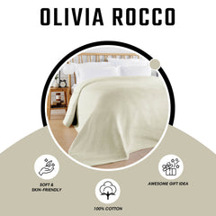 Olivia Rocco Florian Checked Cotton Throw, Natural, 180 x 250 cm