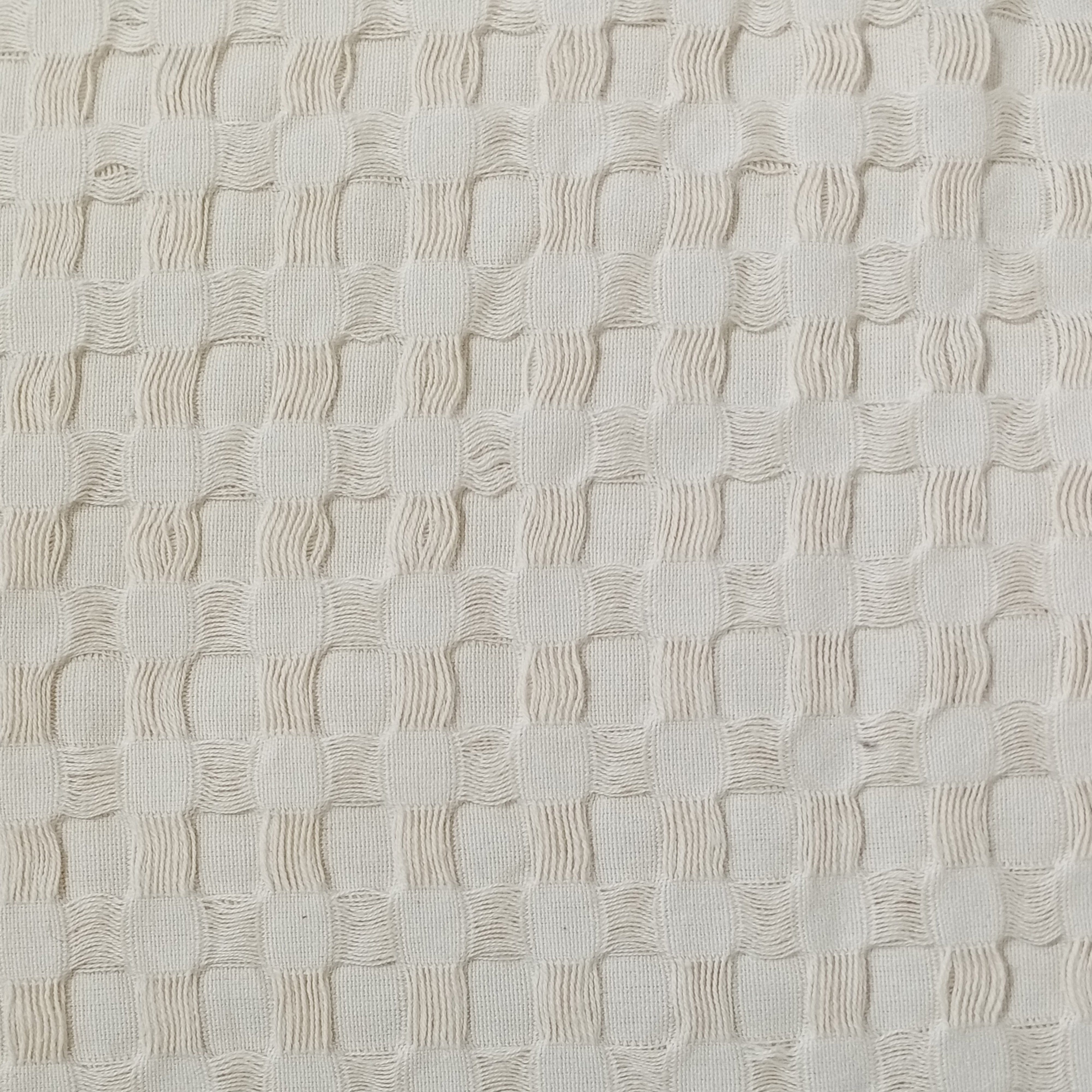 Olivia Rocco Florian Checked Cotton Throw, Natural, 180 x 250 cm