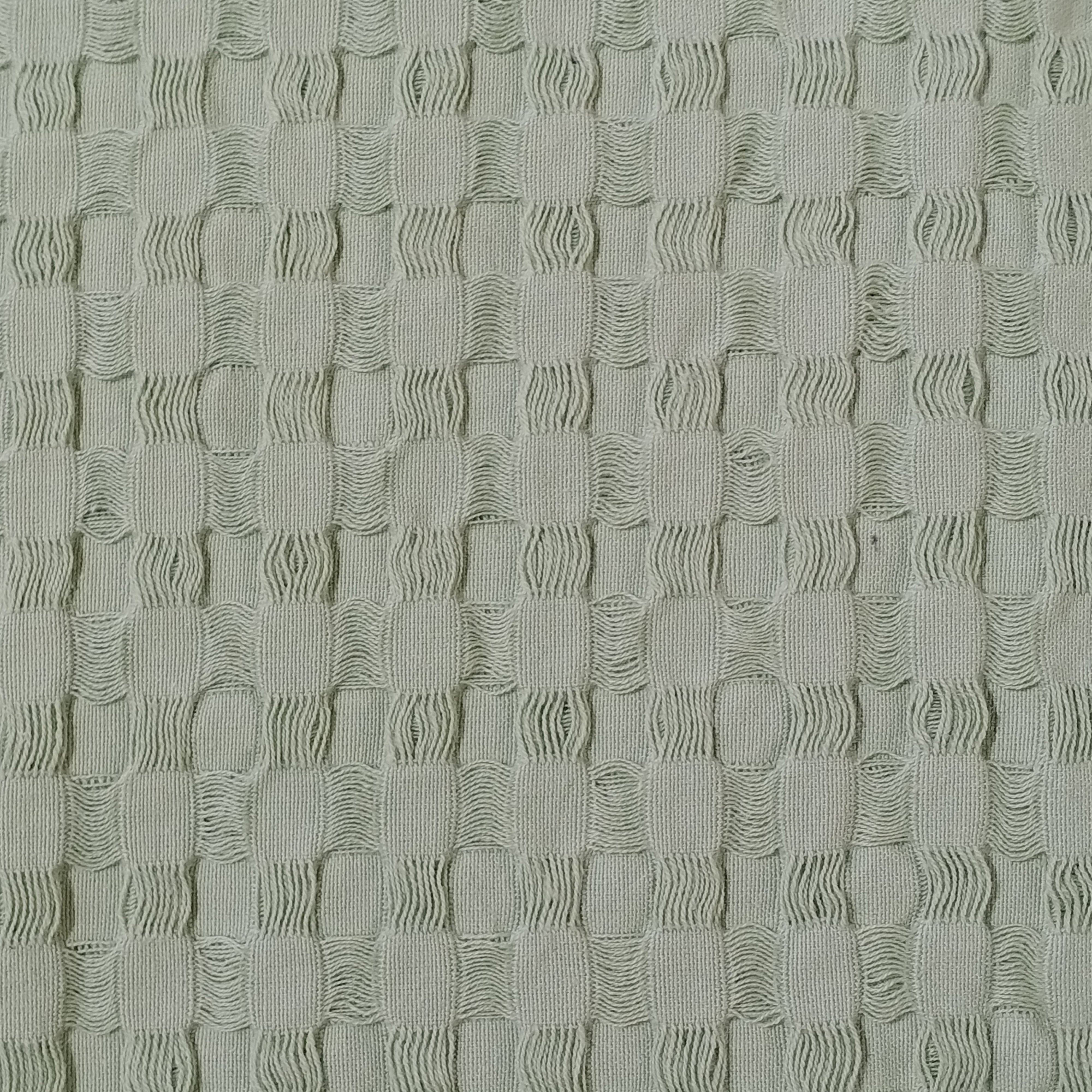 Olivia Rocco Florian Checked Cotton Throw, Sage Green, 180 x 250 cm
