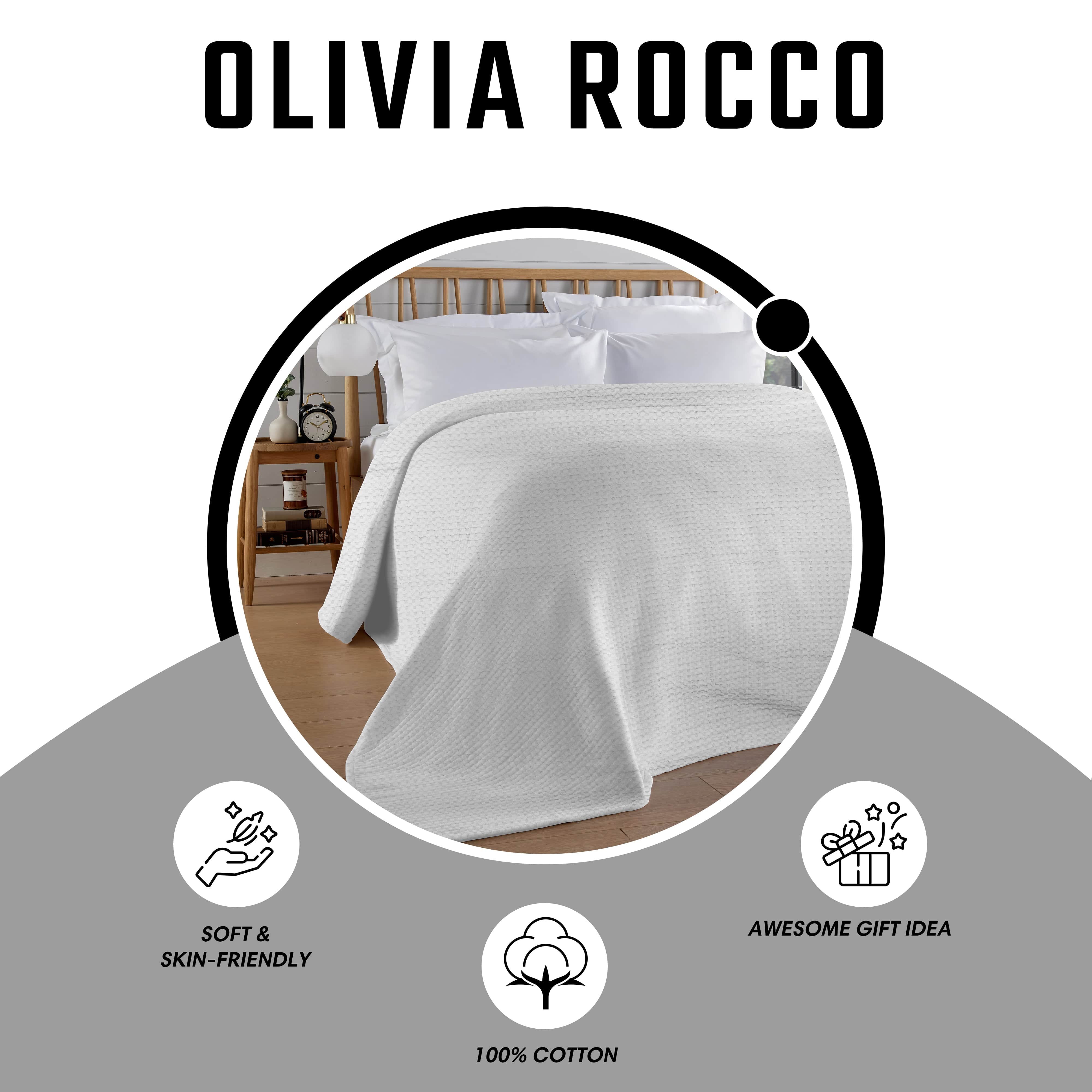 Olivia Rocco Florian Checked Cotton Throw, White, 180 x 250 cm