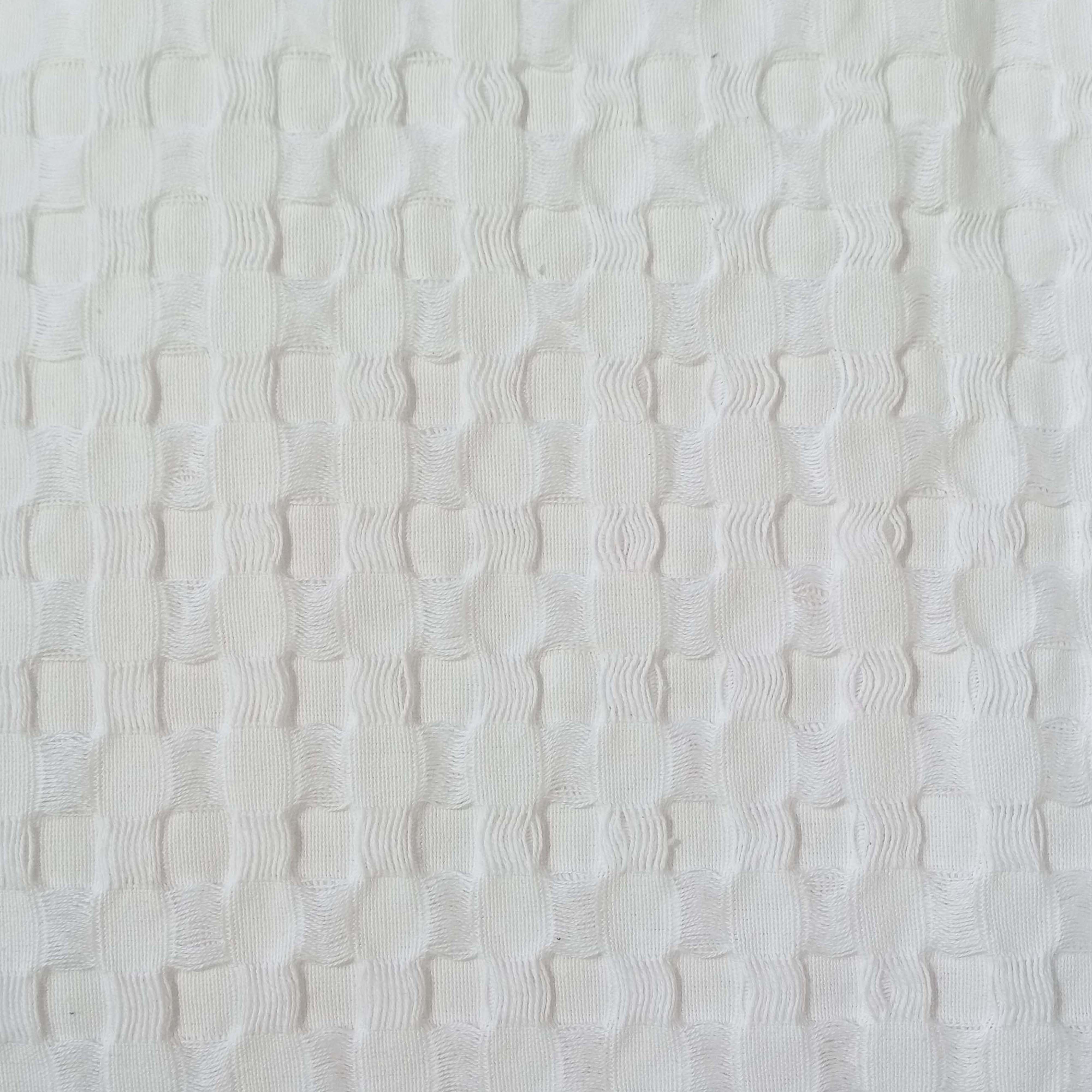 Olivia Rocco Florian Checked Cotton Throw, White, 180 x 250 cm