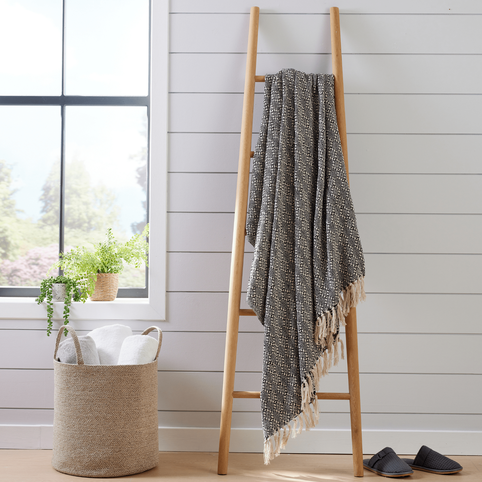 Olivia Rocco Casablanca Check Recycled Cotton Throw Blanket, Two Sizes