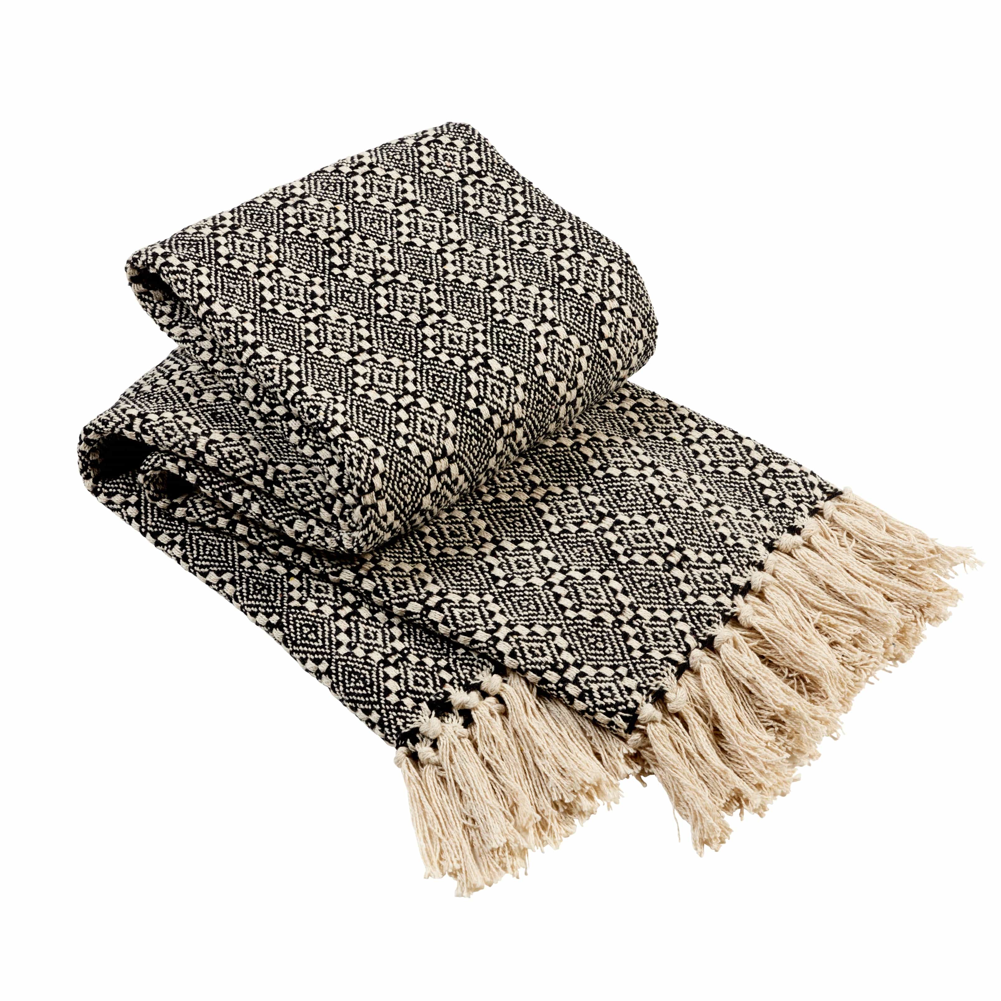Olivia Rocco Casablanca Check Recycled Cotton Throw Blanket, Two Sizes