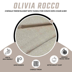 Olivia Rocco Chenille Tassel Throw Blanket, 130 x 170 cm