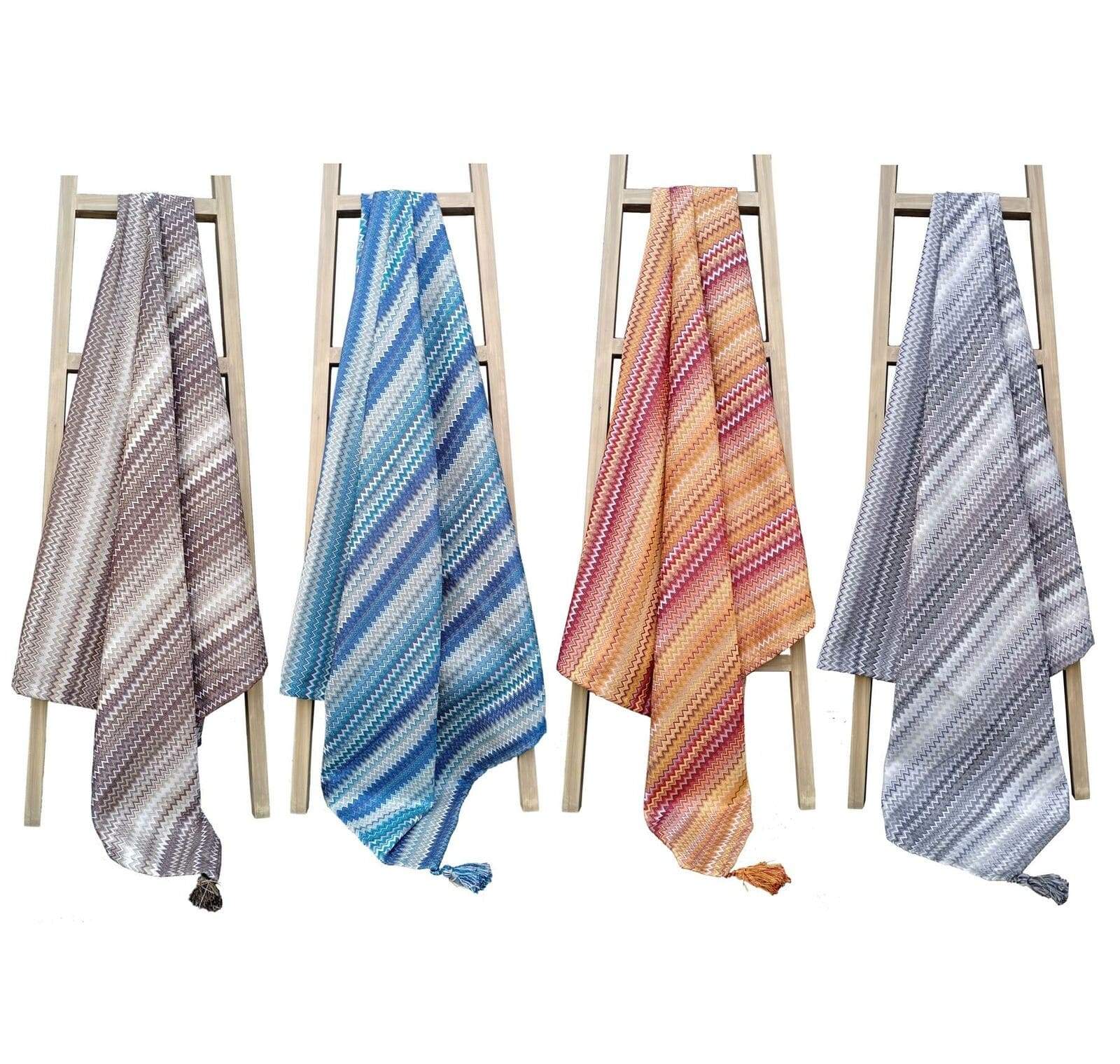 Olivia Rocco Mia Bohemian Tasselled Throw Blanket and Cushion Cover