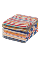 Olivia Rocco Recycled Cotton Stripe Towels, Set of 6, Assorted Colours
