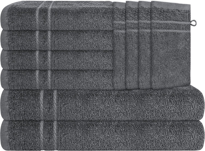 Olivia Rocco Maris 10 Piece Towel Bale, 500gsm 100% Cotton, Charcoal, Charcoal