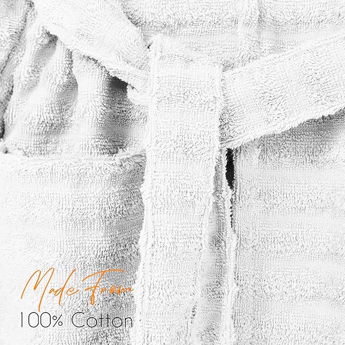 Olivia Rocco Hydro Ribbed 100% Cotton Hooded Bath Robe, Unisex