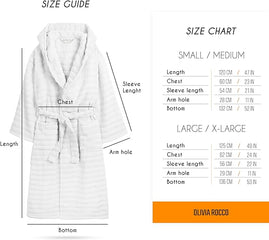 Olivia Rocco Hydro Ribbed 100% Cotton Hooded Bath Robe, Unisex