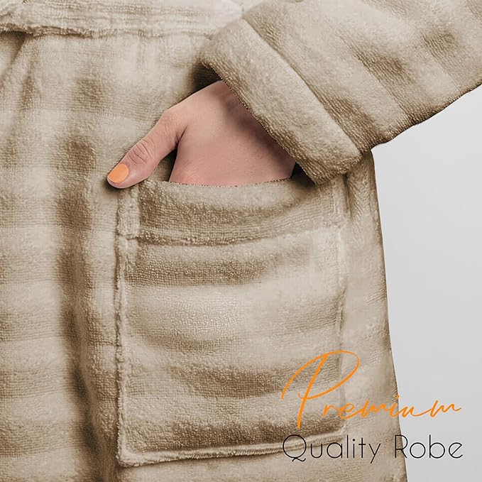 Olivia Rocco Hydro Ribbed 100% Cotton Hooded Bath Robe, Unisex