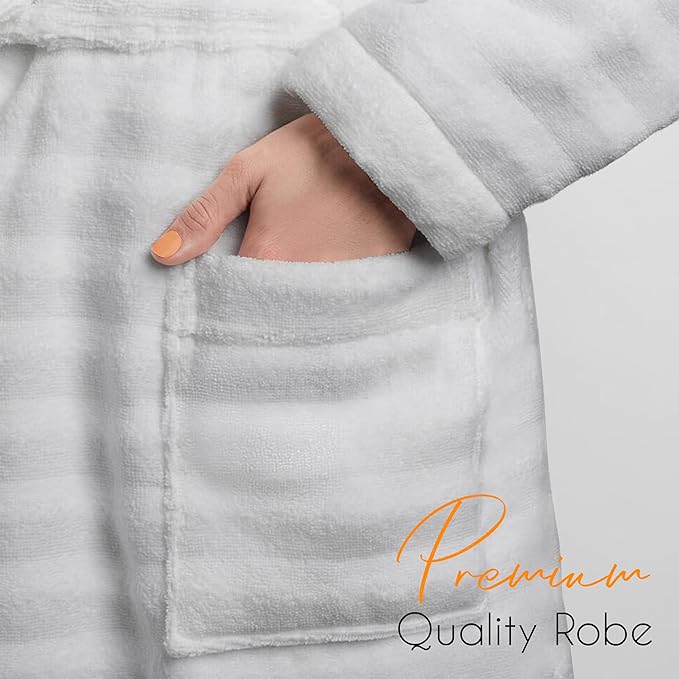 Olivia Rocco Hydro Ribbed 100% Cotton Hooded Bath Robe, Unisex