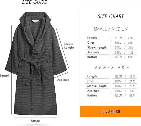 Olivia Rocco Hydro Ribbed 100% Cotton Hooded Bath Robe, Unisex, image 24