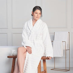 Olivia Rocco Hydro Ribbed 100% Cotton Hooded Bath Robe, Unisex