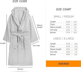 Olivia Rocco Hydro Ribbed 100% Cotton Hooded Bath Robe, Unisex